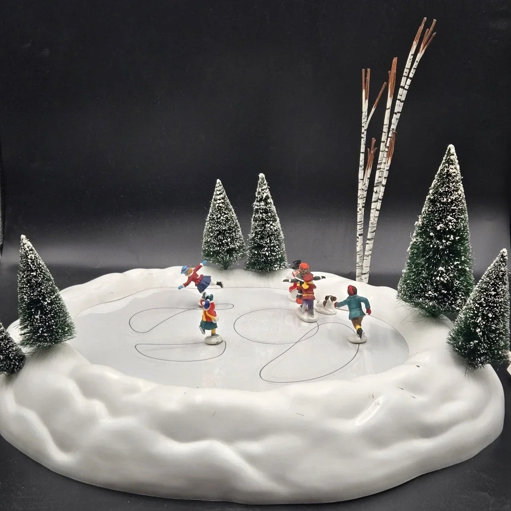 Department 56 Christmas Village Animated Skating Pond Tested Working See Video